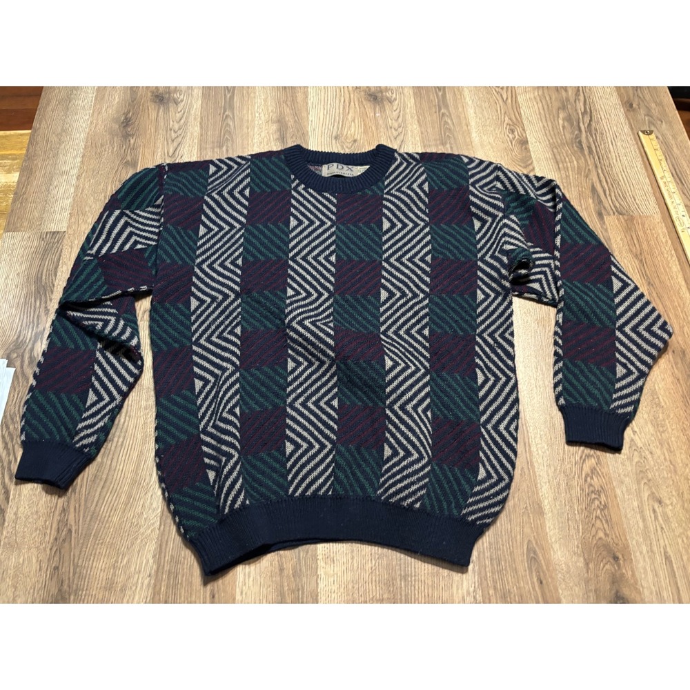 PDX Jantzen Sweater Mens Size XL Multicolor Sweater Geometric Abstract Vintage